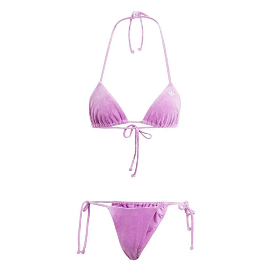 Purple - Front - Adidas Womens-Ladies Essentials Ribbed Tie Up Bikini Set
