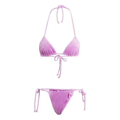 Purple - Front - Adidas Womens-Ladies Essentials Ribbed Tie Up Bikini Set