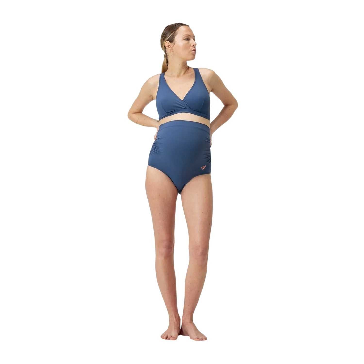 Blue - Front - Speedo Womens-Ladies Mathi Wai High Waist Maternity Bikini Set