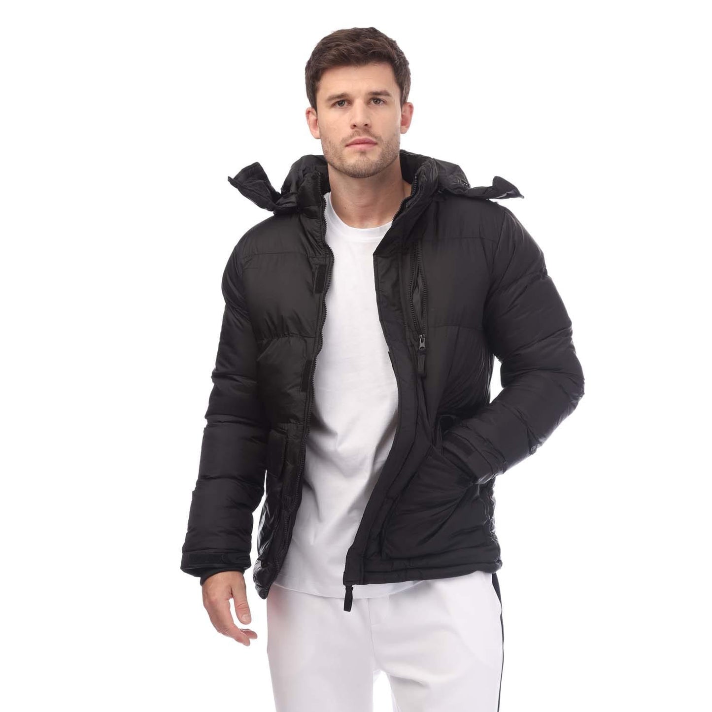 Black - Front - Loyalty & Faith Mens Padded Puffer Jacket