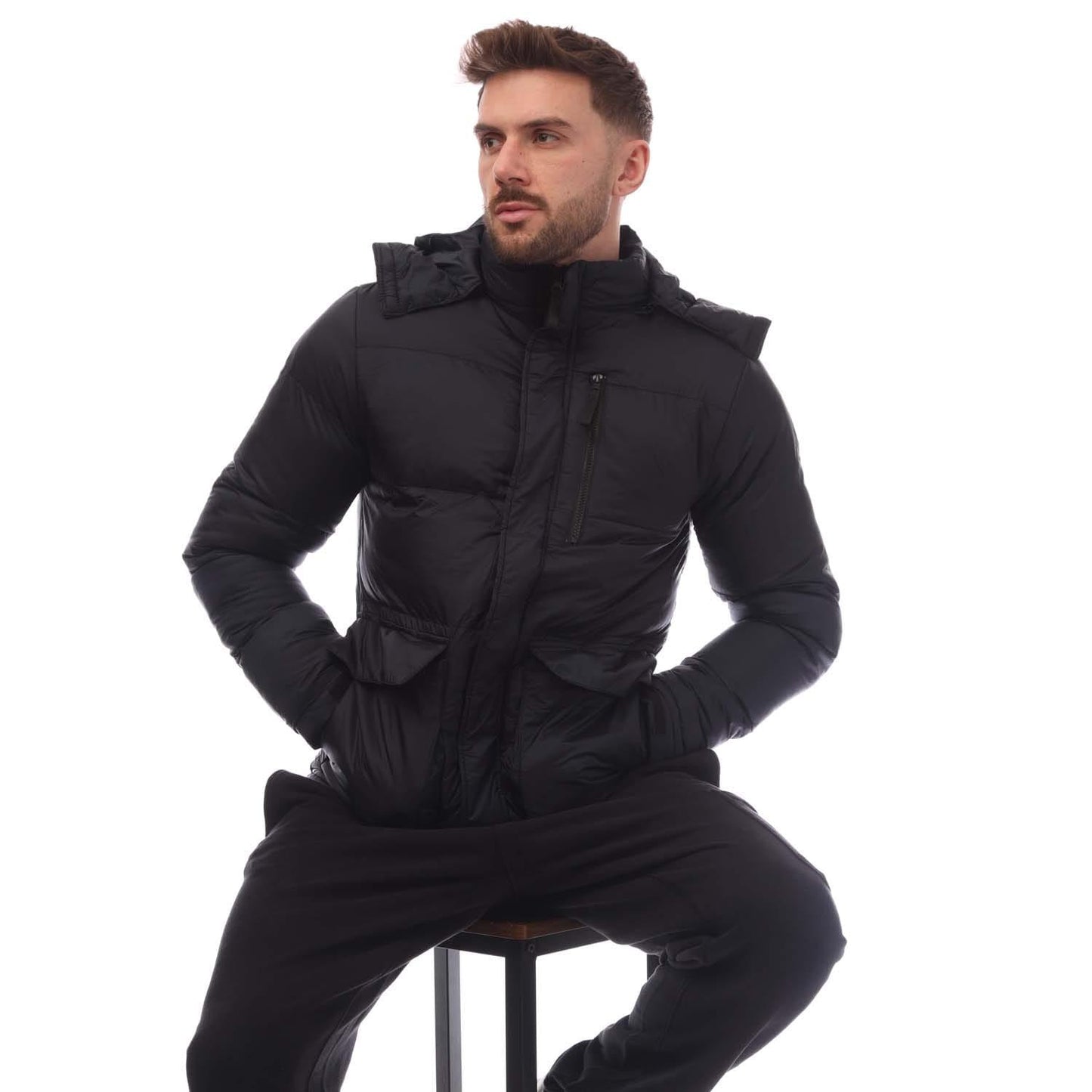 Navy - Side - Loyalty & Faith Mens Padded Puffer Jacket