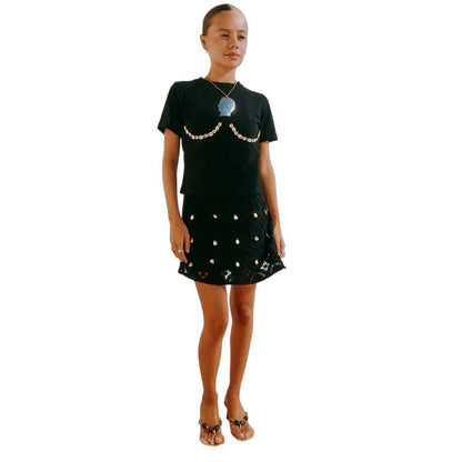 Black - Lifestyle - Never Fully Dressed Womens-Ladies Embellished Crochet Mini Skirt