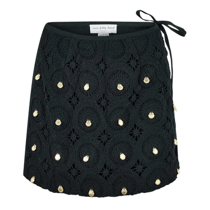 Black - Front - Never Fully Dressed Womens-Ladies Embellished Crochet Mini Skirt