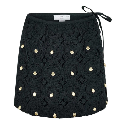 Black - Front - Never Fully Dressed Womens-Ladies Embellished Crochet Mini Skirt