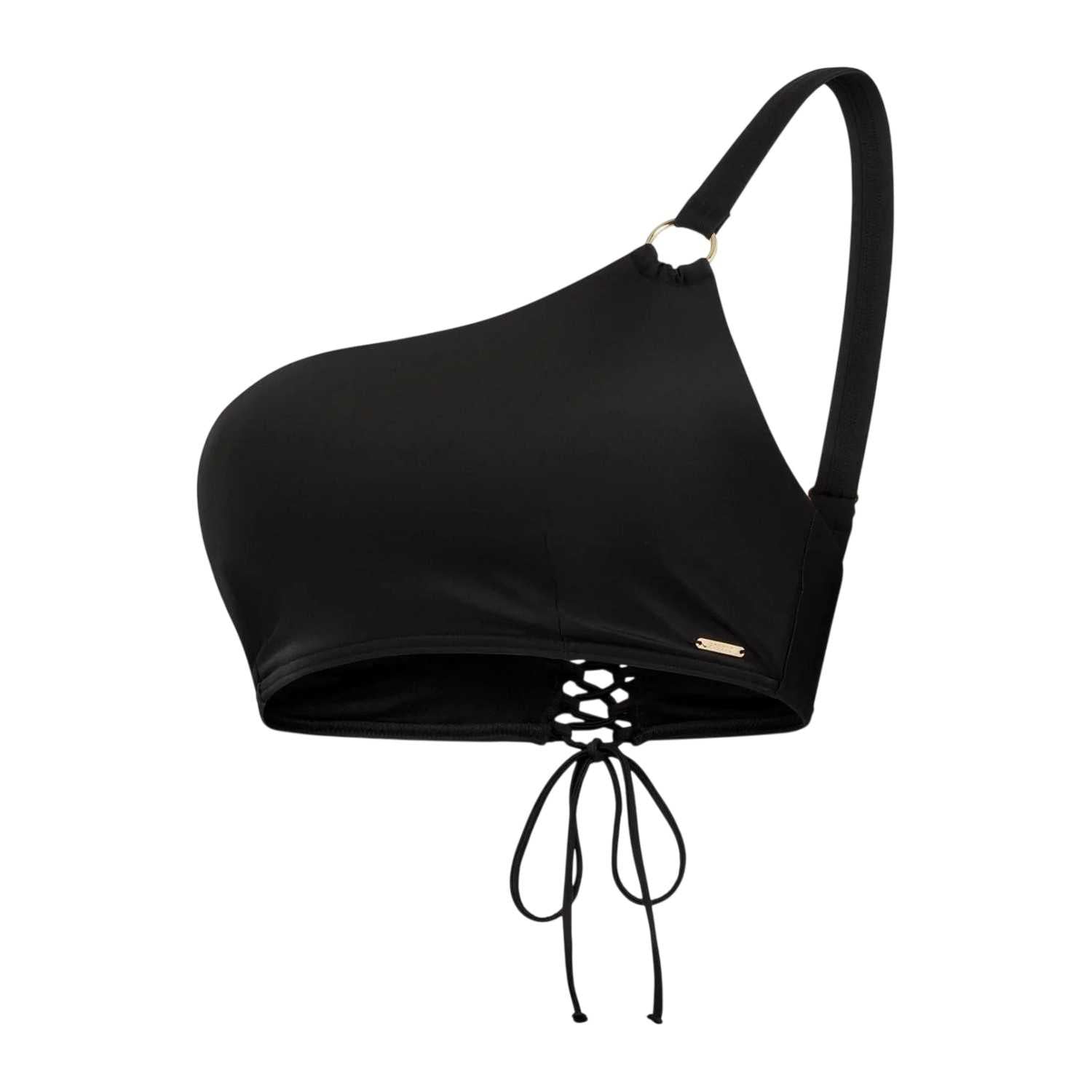 Black - Back - Speedo Womens-Ladies Asymmetric Front Tie Bikini Set