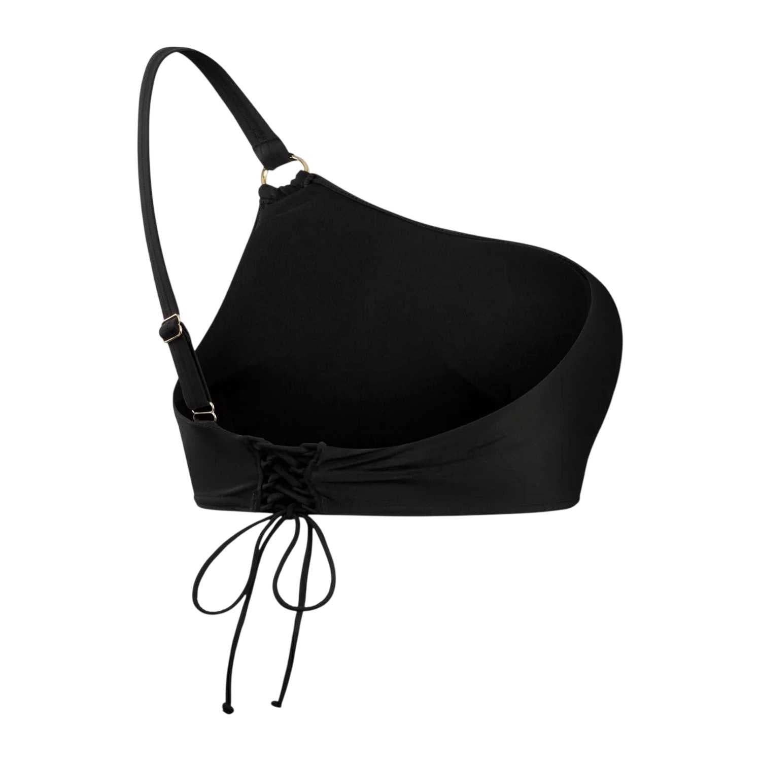 Black - Side - Speedo Womens-Ladies Asymmetric Front Tie Bikini Set