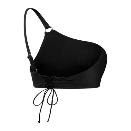 Black - Side - Speedo Womens-Ladies Asymmetric Front Tie Bikini Set