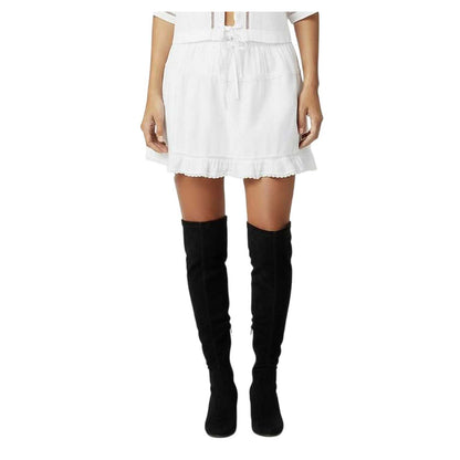 Bright White - Side - Jack Wills Womens-Ladies Ruffle Hem Mini Skirt