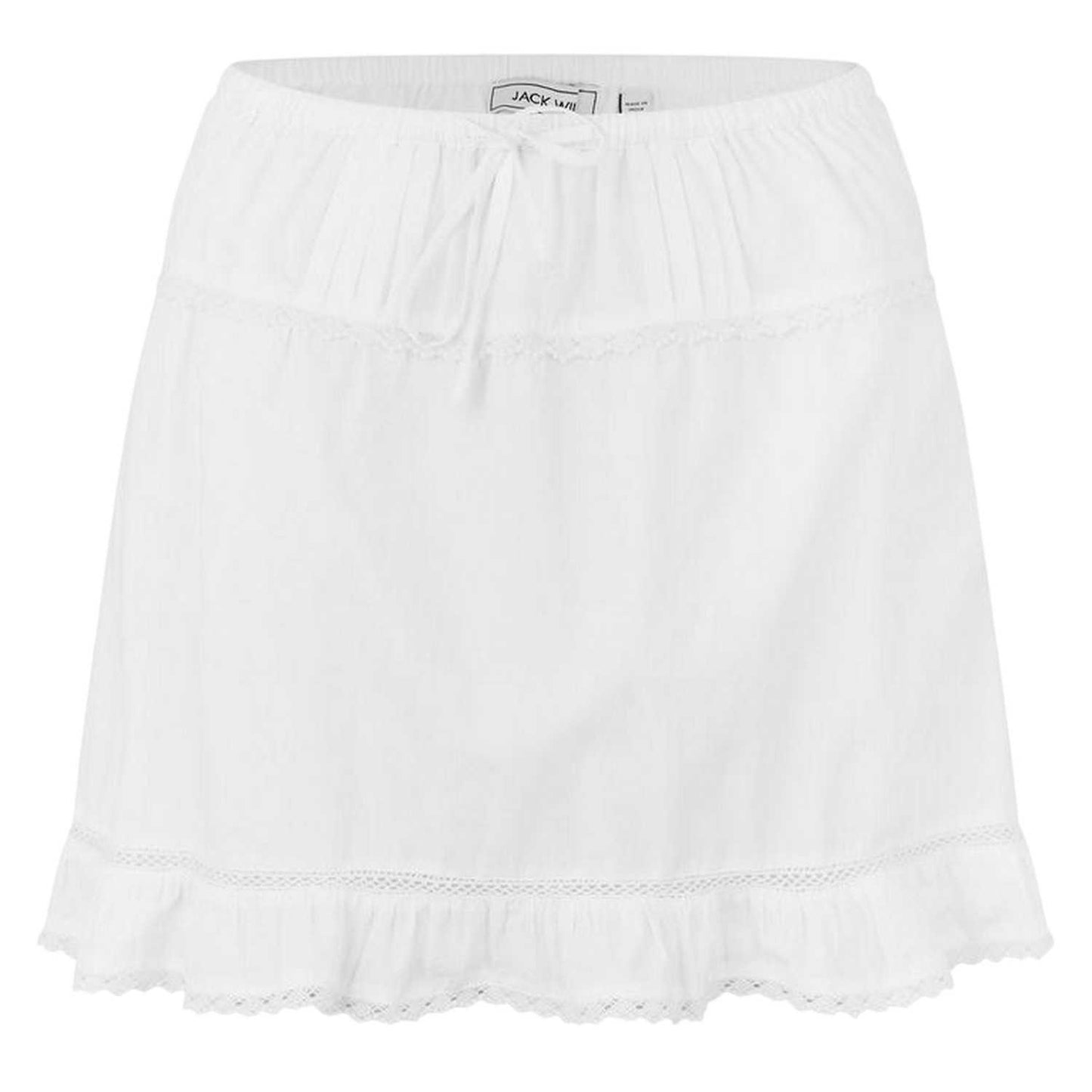 Bright White - Front - Jack Wills Womens-Ladies Ruffle Hem Mini Skirt