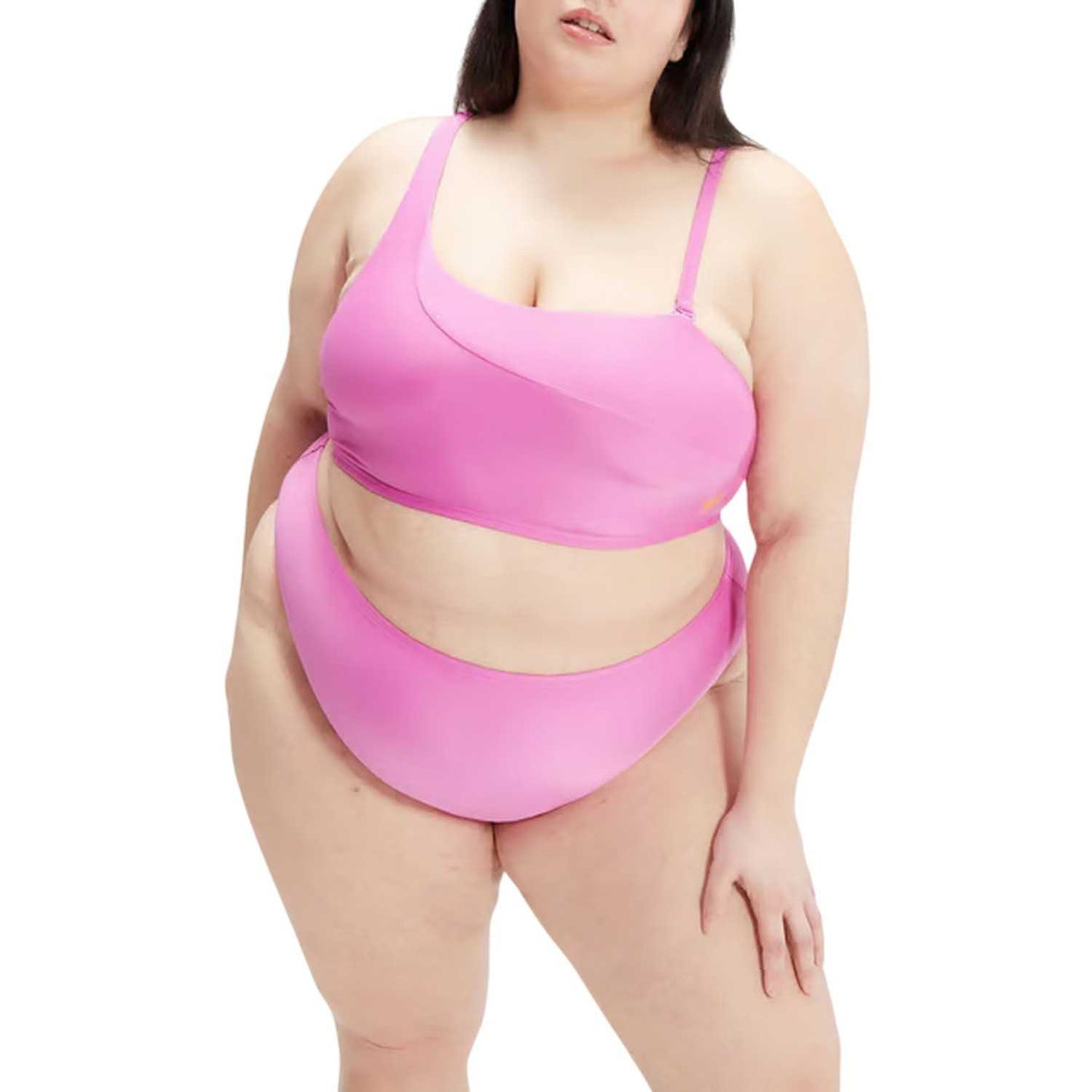 Purple - Front - Speedo Womens-Ladies Asymmetric Plus Bikini Set