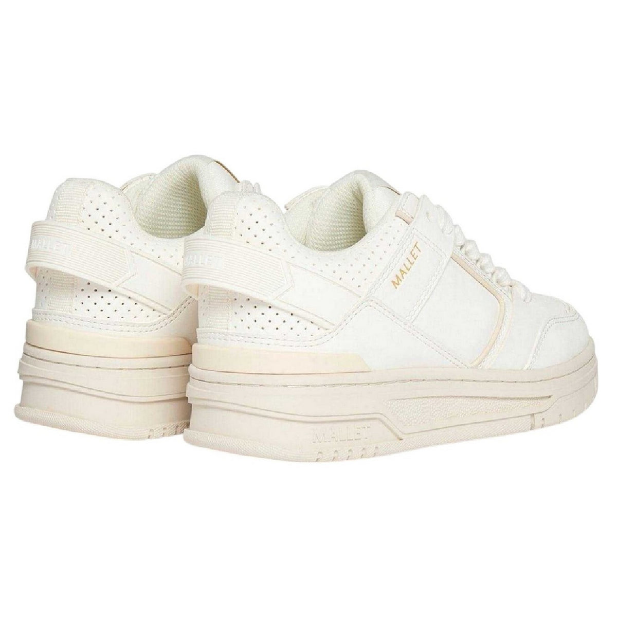 Off White - Back - Mallet Womens-Ladies Compton Leather Low Cut Chunky Flat Trainers