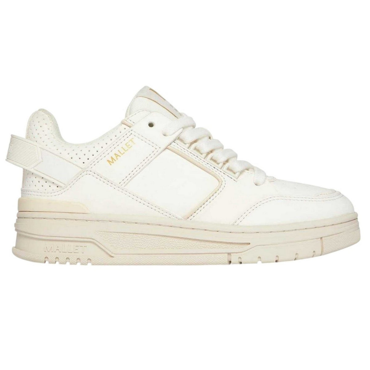 Off White - Side - Mallet Womens-Ladies Compton Leather Low Cut Chunky Flat Trainers