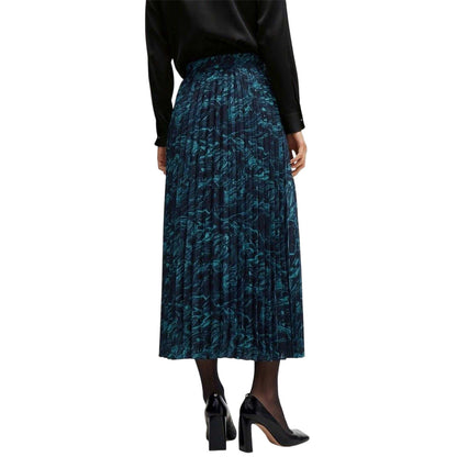 Brown - Back - Hugo Boss Womens-Ladies Marble Midi Skirt