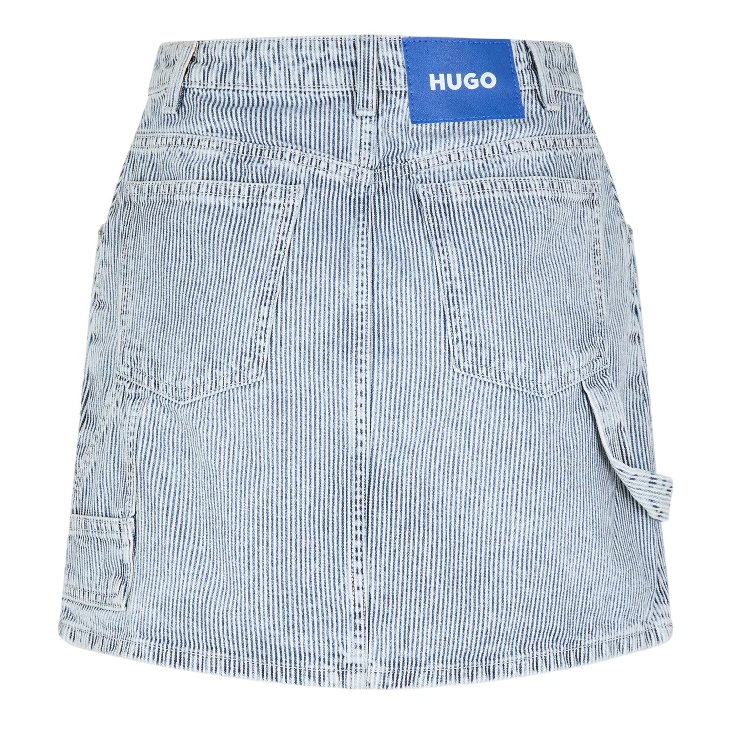 Bright Blue Stripe - Back - Hugo Womens-Ladies Gami Denim Regular Mini Skirt