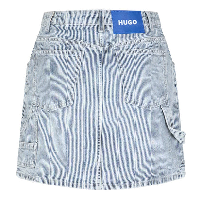 Bright Blue Stripe - Back - Hugo Womens-Ladies Gami Denim Regular Mini Skirt