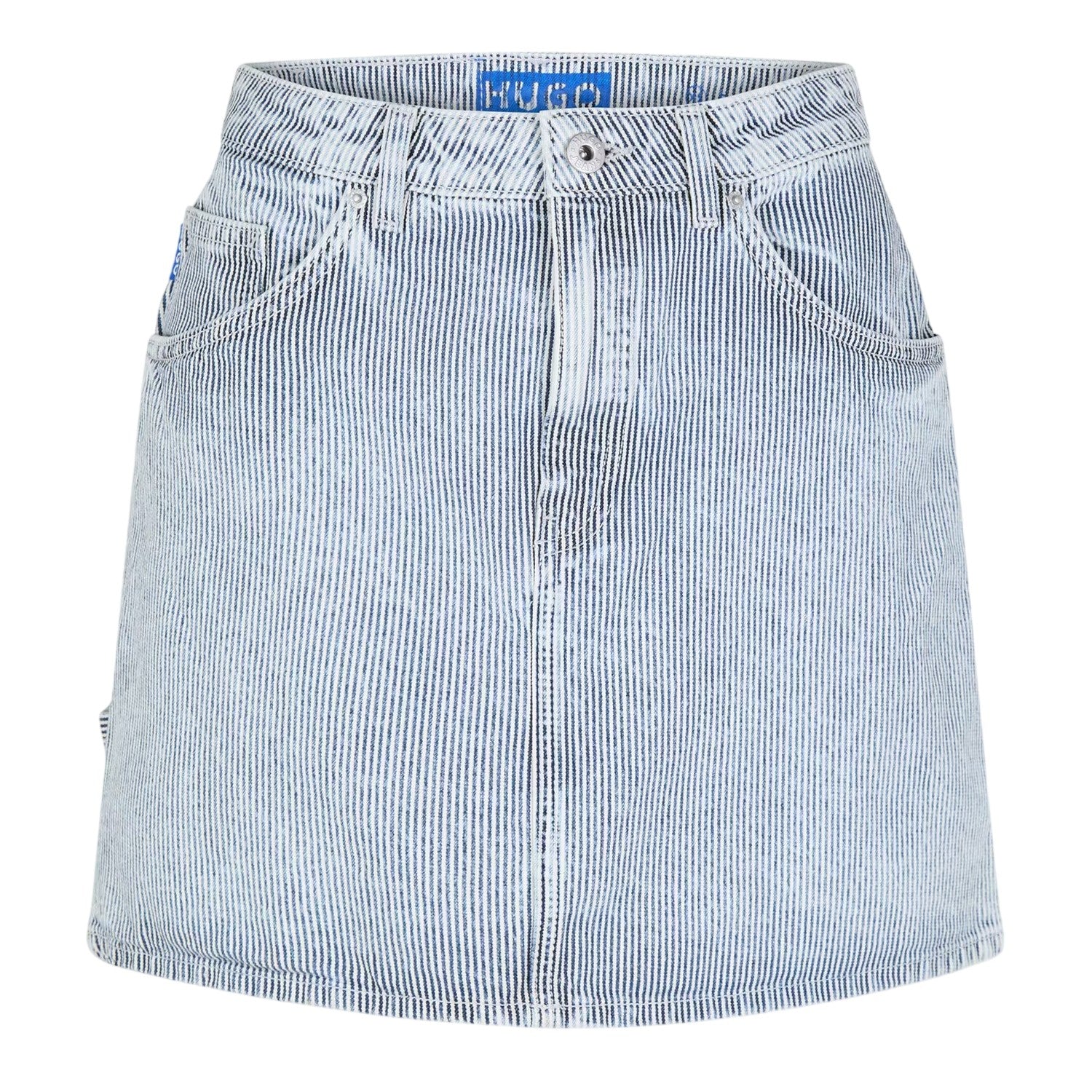 Bright Blue Stripe - Front - Hugo Womens-Ladies Gami Denim Regular Mini Skirt
