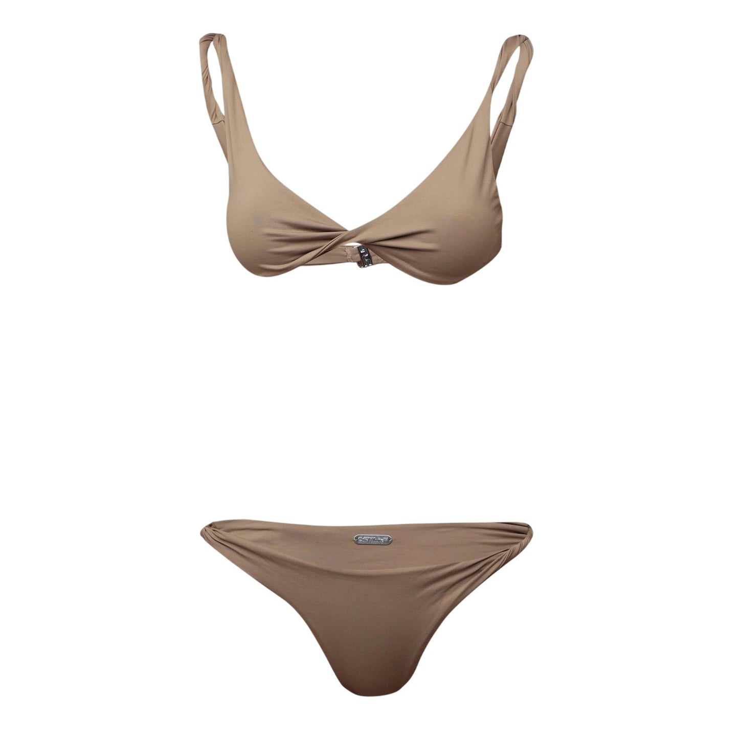 Beige - Front - Off White Womens-Ladies Minimalist Bikini