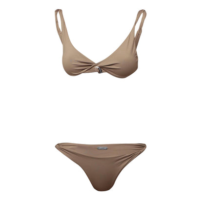 Beige - Front - Off White Womens-Ladies Minimalist Bikini