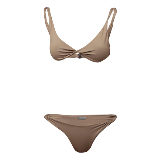 Beige - Front - Off White Womens-Ladies Minimalist Bikini