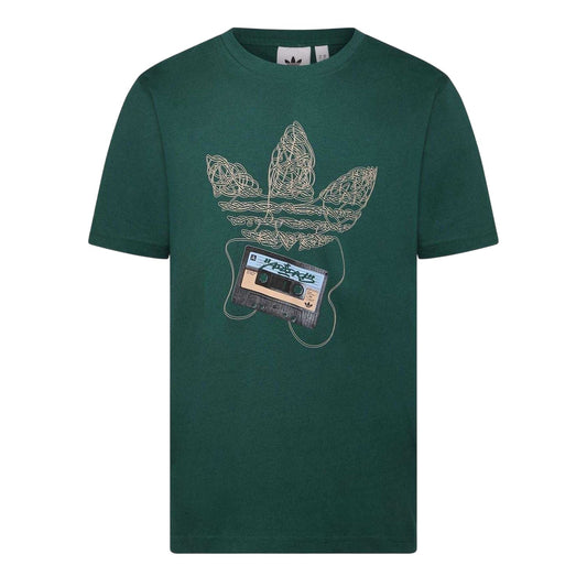 Green - Front - Adidas Mens Trefoil Cassette Tape Cotton T-Shirt
