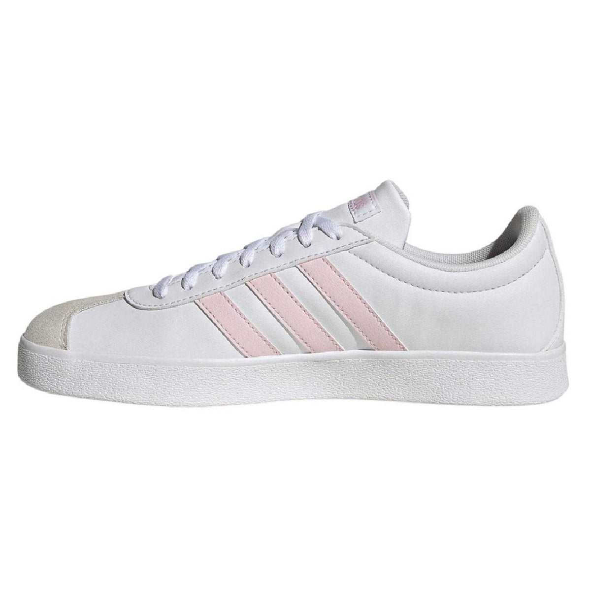 White-Pink-Grey - Side - Adidas Womens-Ladies Court Base Trainers