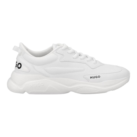 White - Front - Hugo Womens-Ladies Leon Logo Trainers