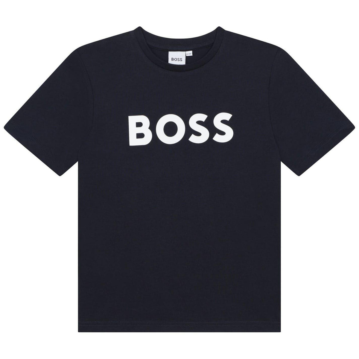 Navy - Front - Boss Childrens-Kids Large Logo T-Shirt