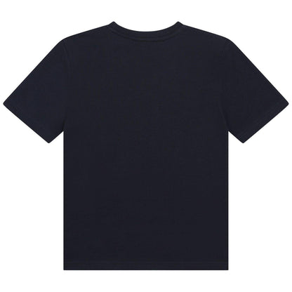 Navy - Back - Boss Childrens-Kids Large Logo T-Shirt