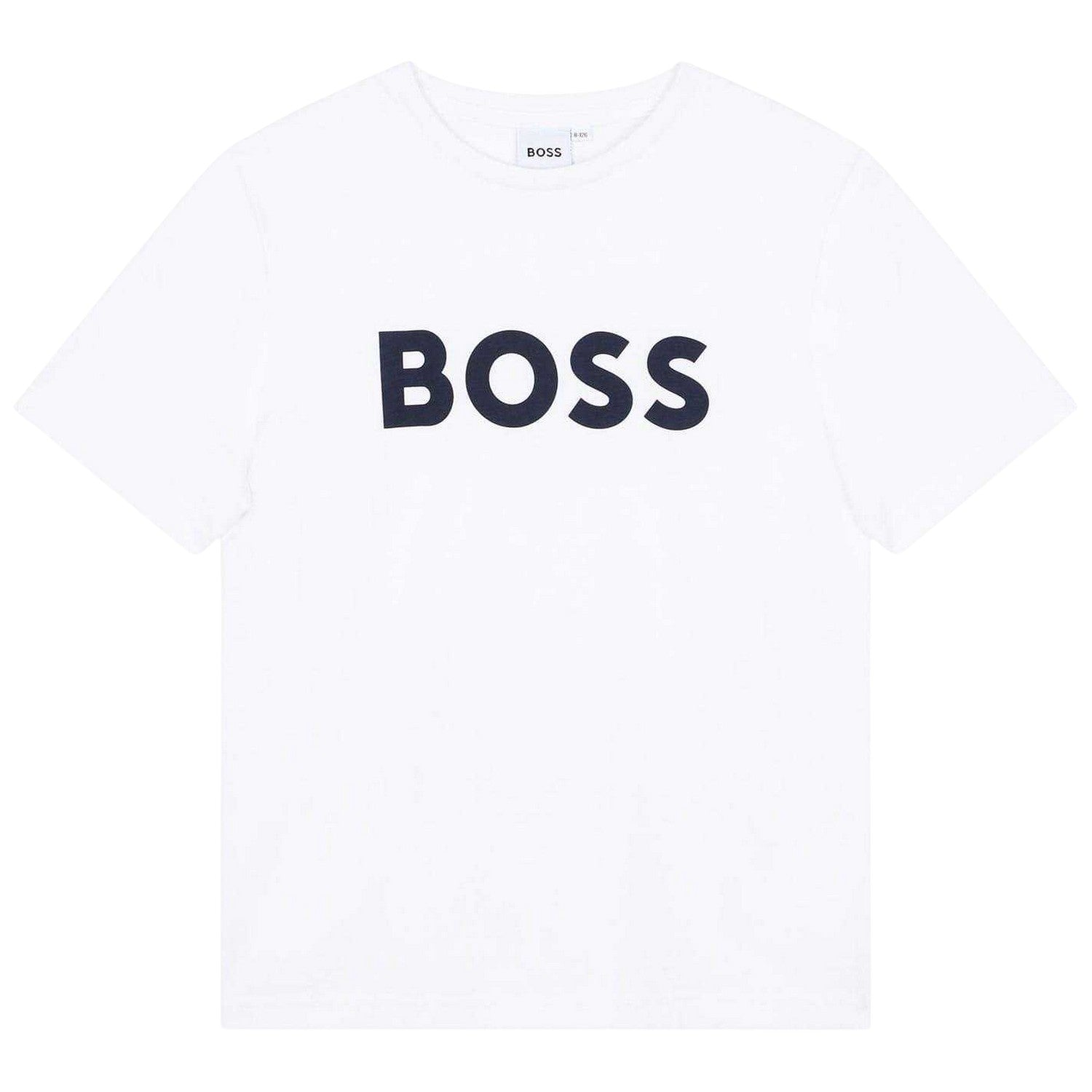 White - Front - Boss Childrens-Kids Large Logo T-Shirt