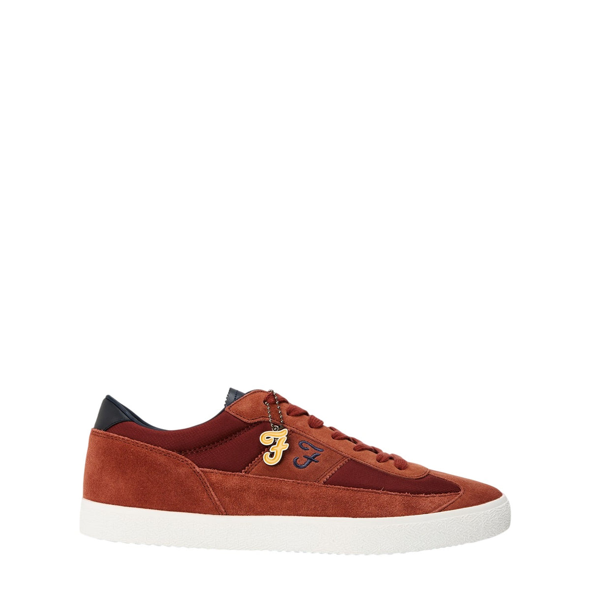 Rust - Front - Farah Mens Stanton Lettering Suede Cupsole Trainers