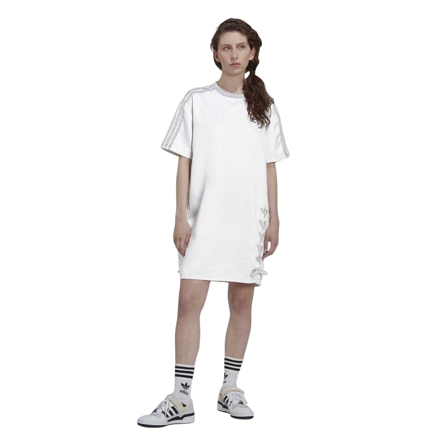 White - Side - Adidas Womens-Ladies Recycled Polyester T-Shirt Dress