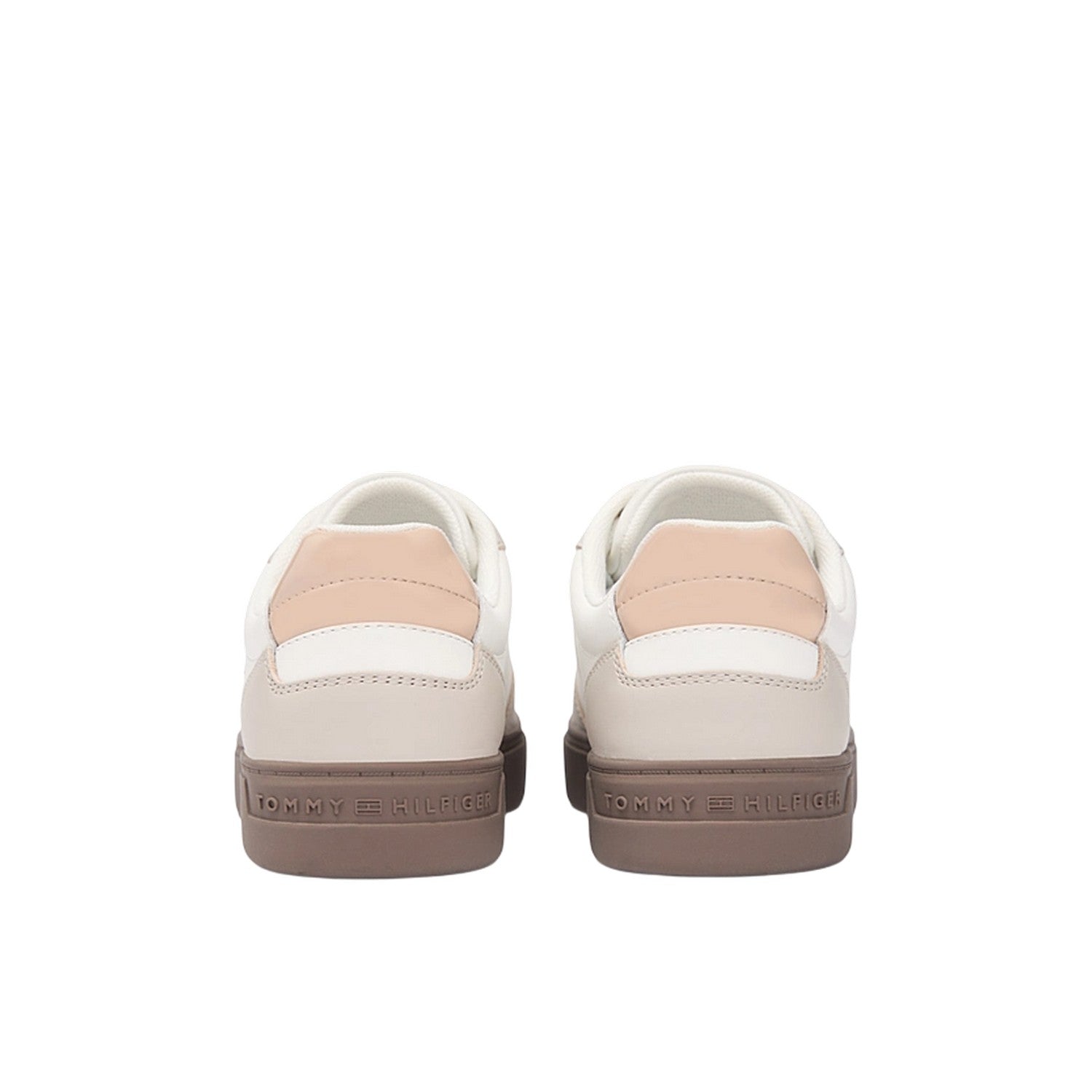 Ecru-Stone-Blush - Back - Tommy Hilfiger Womens-Ladies Leather Cupsole Trainers