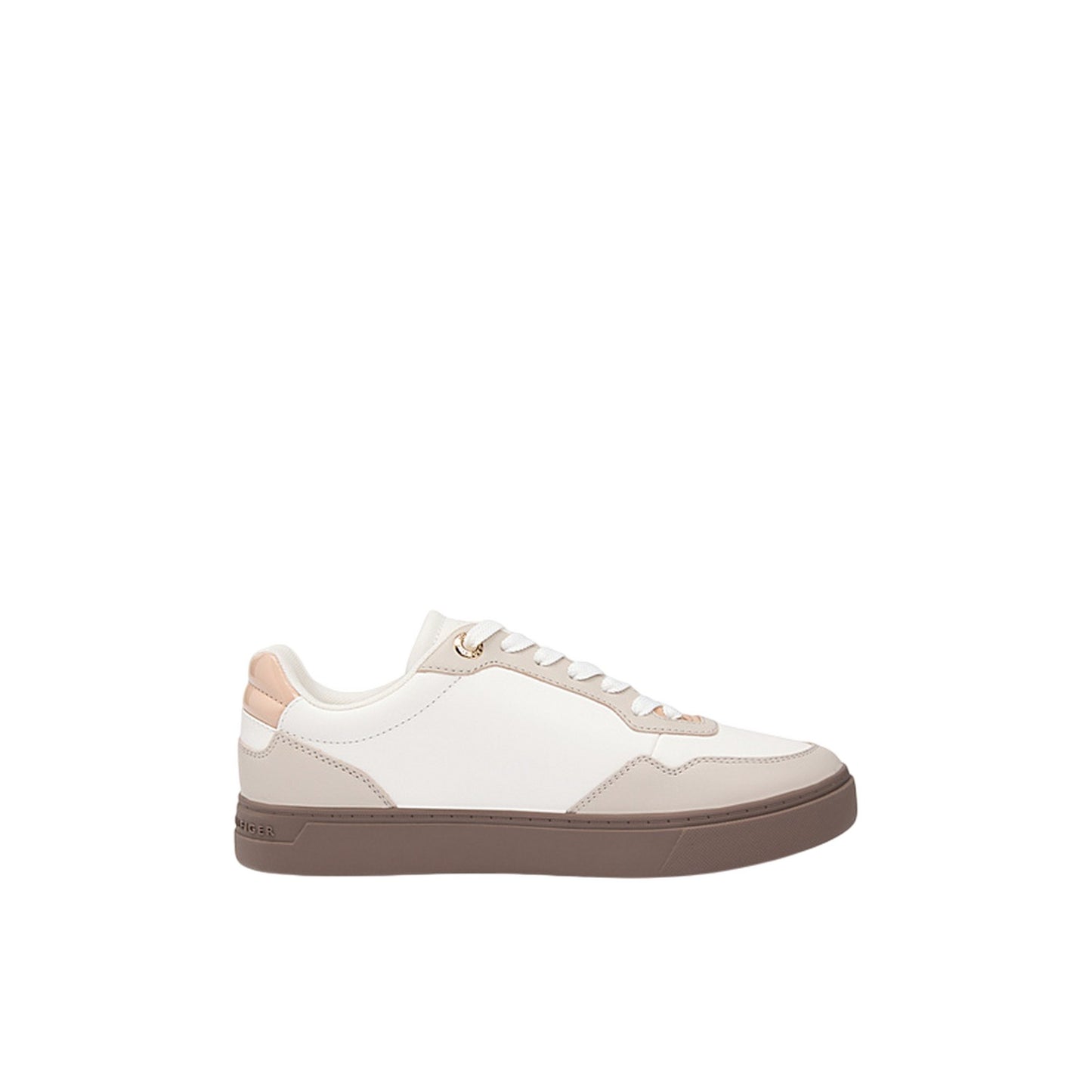 Ecru-Stone-Blush - Front - Tommy Hilfiger Womens-Ladies Leather Cupsole Trainers