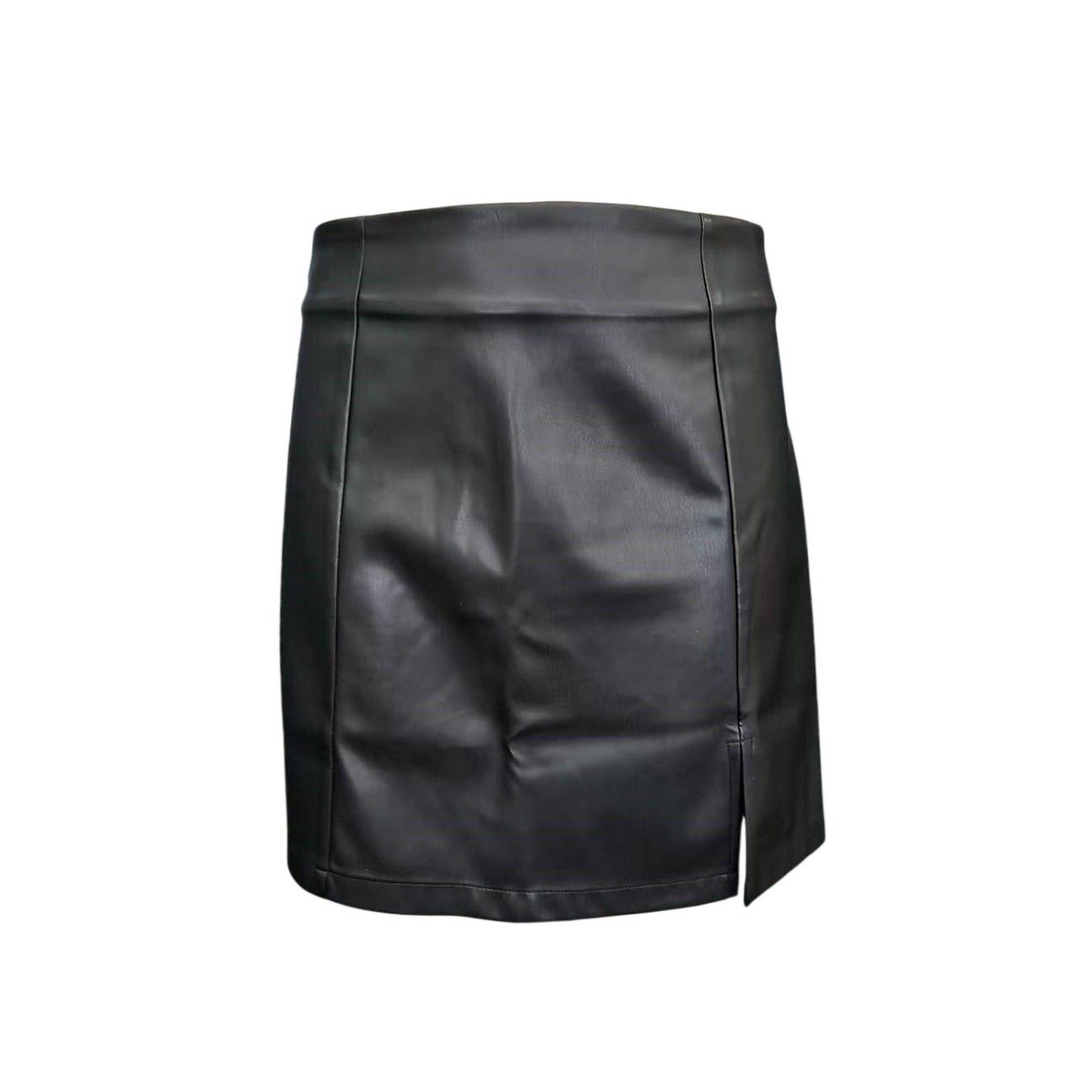 Black - Front - I Saw It First Womens-Ladies Faux Leather Side Slit Mini Skirt