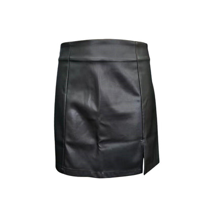 Black - Front - I Saw It First Womens-Ladies Faux Leather Side Slit Mini Skirt