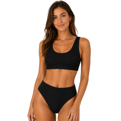 Black - Back - SoulCal Womens-Ladies Ribbed Bikini Set