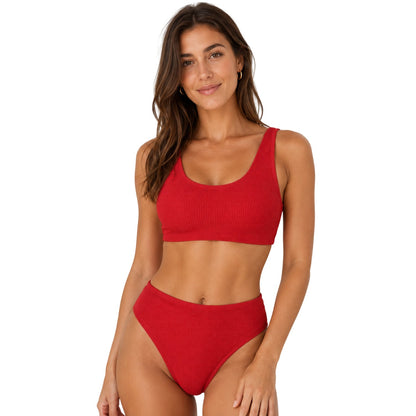 Red - Back - SoulCal Womens-Ladies Ribbed Bikini Set