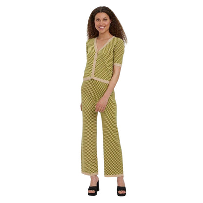 Woodbine - Side - Vero Moda Womens-Ladies Urina Ribbed Geometric High Waist Trousers