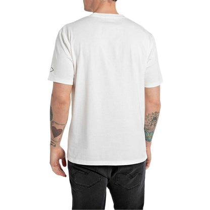 Natural White - Back - Replay Mens Graphic Print Crew Neck T-Shirt
