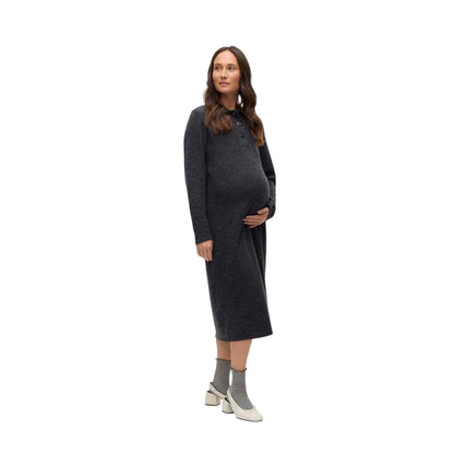 Obsidian Black - Side - Mamalicious Womens-Ladies Vmmebba Maternity Sweater Dress