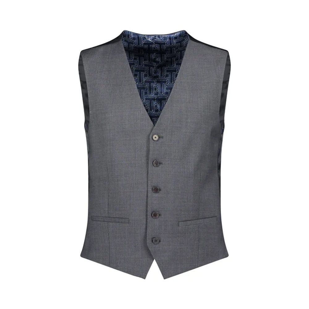 Charcoal - Front - Ted Baker Mens Panama Slim Waistcoat