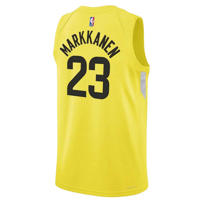 Yellow - Back - Utah Jazz Childrens-Kids Lauri Markkanen Nike Sleeveless Basketball Jersey