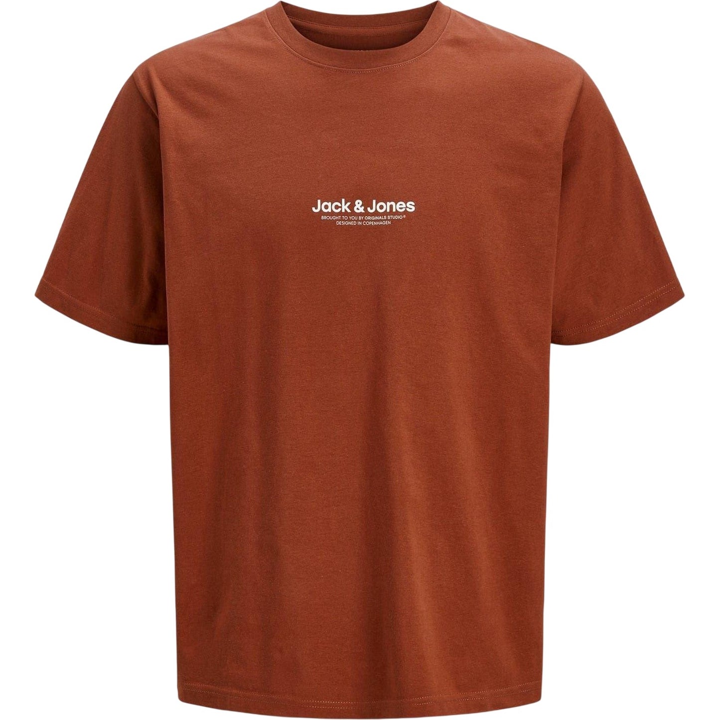 Brandy - Front - Jack And Jones Mens Logo Combed Cotton T-Shirt