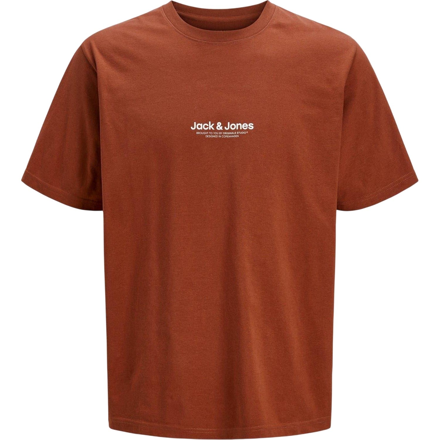 Brandy - Front - Jack And Jones Mens Logo Combed Cotton T-Shirt