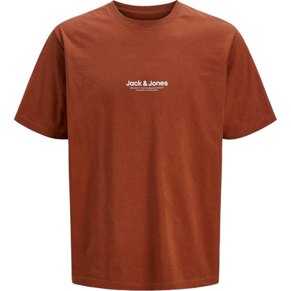 Brandy - Front - Jack And Jones Mens Logo Combed Cotton T-Shirt