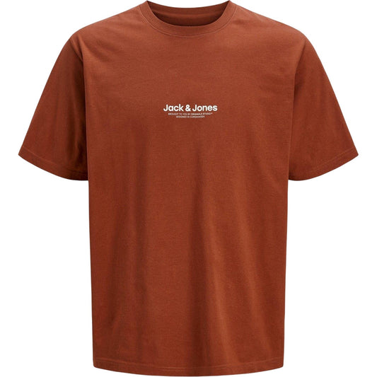 Brandy - Front - Jack And Jones Mens Logo Combed Cotton T-Shirt