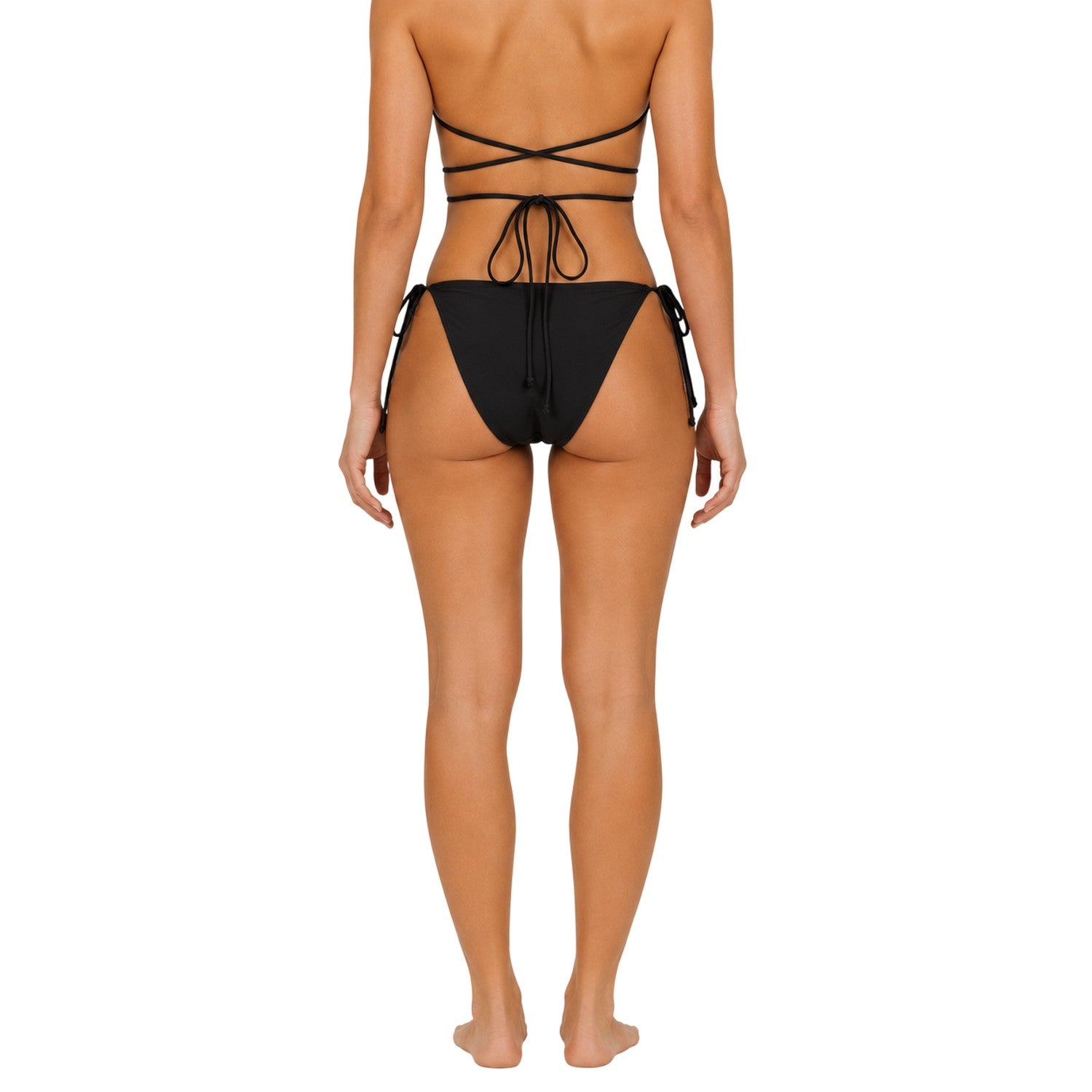 Black - Back - Brave Soul Womens-Ladies Side Tie Bikini Bottoms