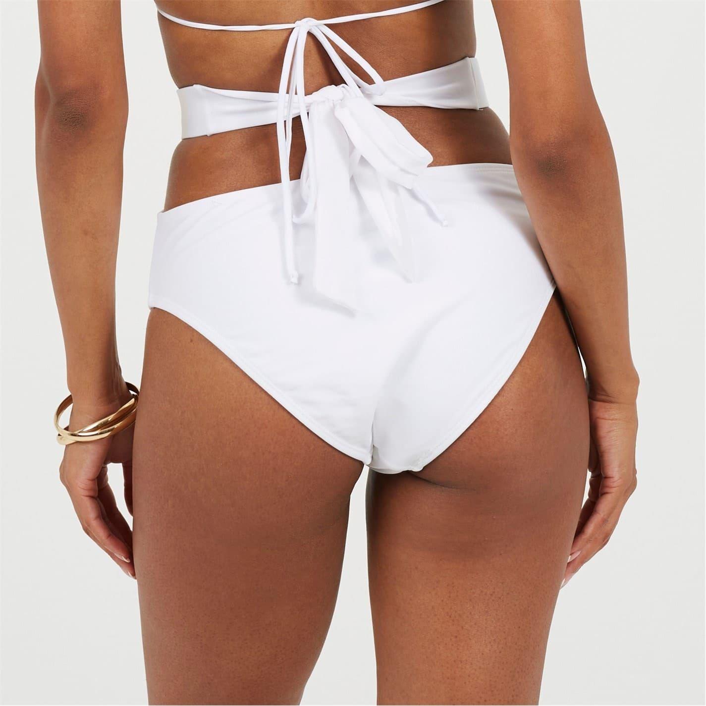 White - Back - Brave Soul Womens-Ladies Plain Regular Bikini Bottoms