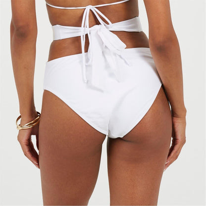 White - Back - Brave Soul Womens-Ladies Plain Regular Bikini Bottoms