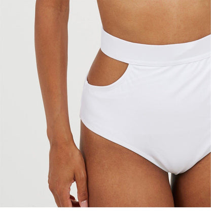 White - Side - Brave Soul Womens-Ladies Plain Regular Bikini Bottoms